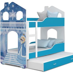 Weißes Kinderhausbett mit Bettschublade FIROME