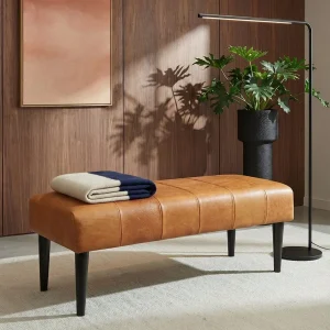 Sitzbank Athea 120 cm - Echtleder Cognacbraun
