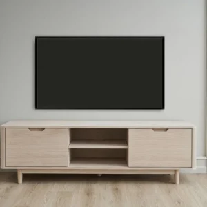 TV-Lowboard Nyborg 180 cm - Echtholzfurnier Eiche bianco mit 2 Türen