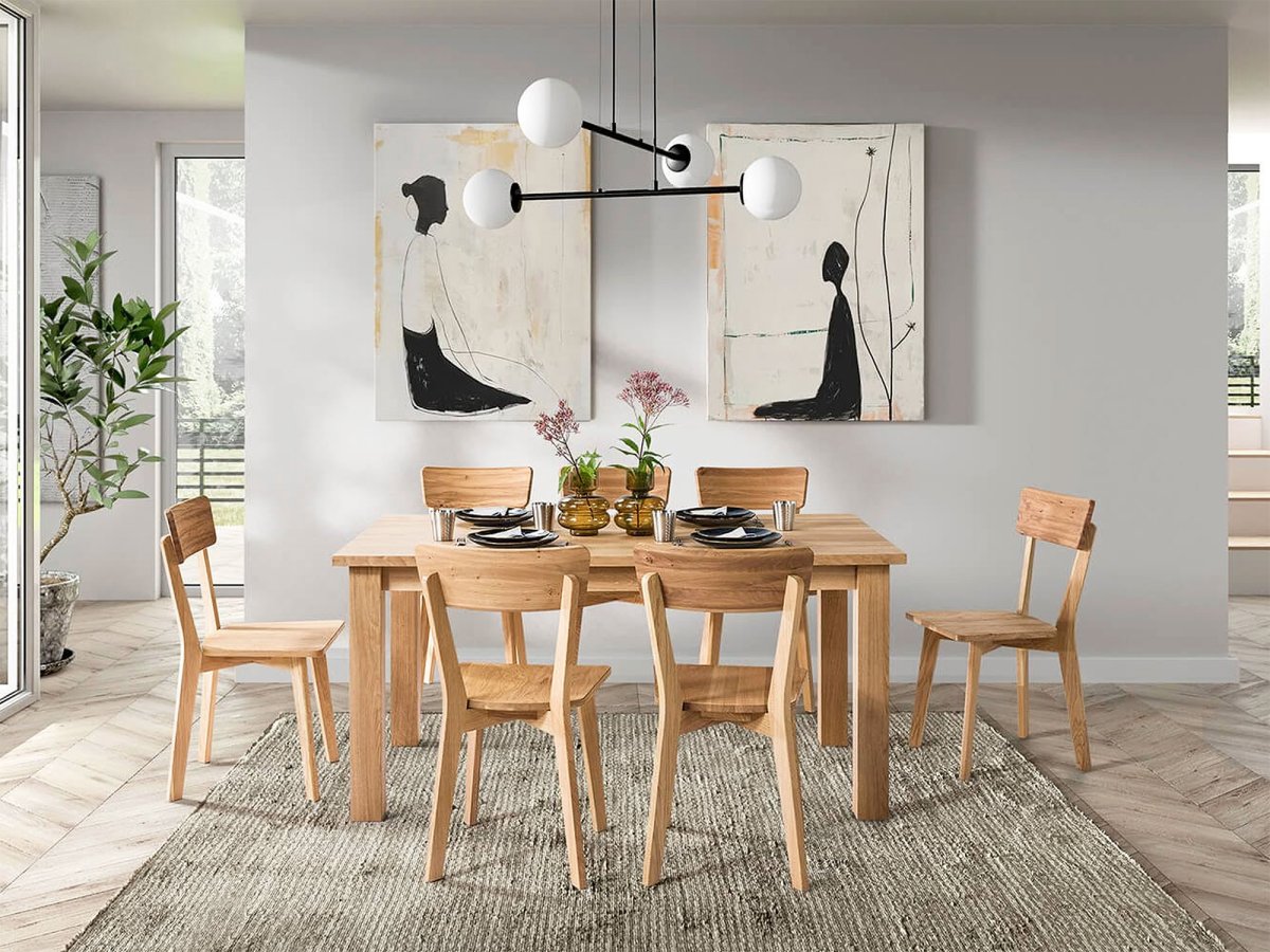 Moderner ausziehbarer Esstisch Eiche Massivholz 140×90 cm TERI 2313